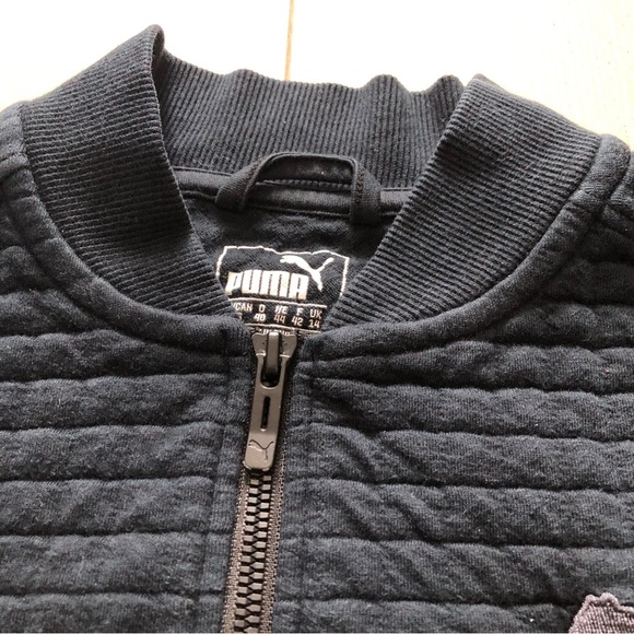 Puma Quilted Zip Up Jacket in Black Logo Embroidered - Picture 6 of 11